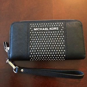 Black studded Michael kors wristlet